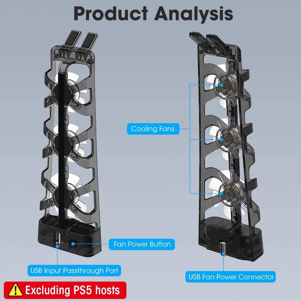 ZORBES PS5 Cooling Fan with LED PS5 Cooling Fan with 3 Mini Fans Efficient Cooling System DIY PS5 Modification PS5 Accessories Universal USB PS5 Cooling Fan for Disc and Digital Editions ZORBES PS5 Cooling Fan with LED PS5 Cooling Fan with 3 Mini Fans Efficient Cooling System DIY PS5 Modification PS5 Accessories Universal USB PS5 Cooling Fan for Disc and Digital Editions